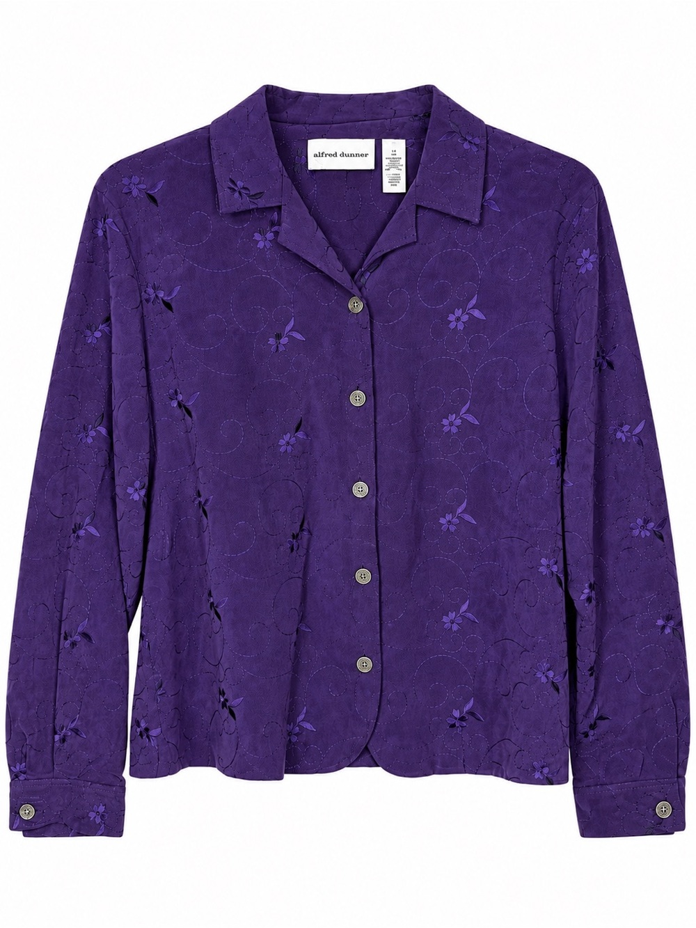 Alfred Dunner Women’s 14 Purple Poly Suede Embroidered Button Blazer Jacket